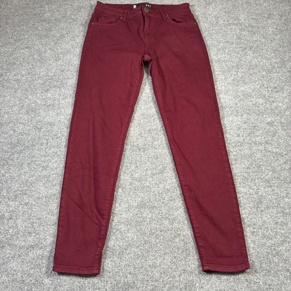 KUT from the Kloth Donna Ankle Skinny Pants Womens 27 Burgundy Stretch‎ Pull On